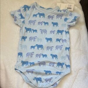 Janie and Jack Blue and White Tiger Print Bodysuit